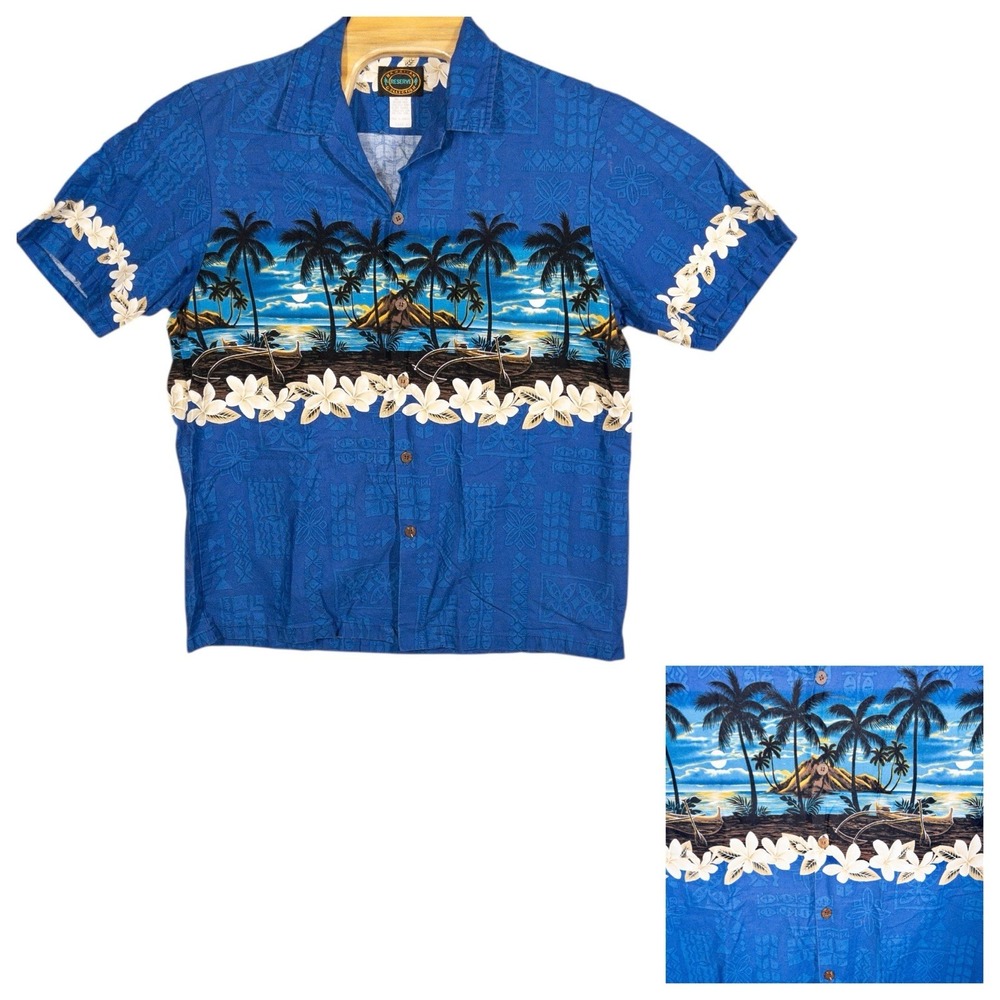 Vintage Hawaiian Reserve‎ Collection Button Shirt Mens Large Beach Resortwear